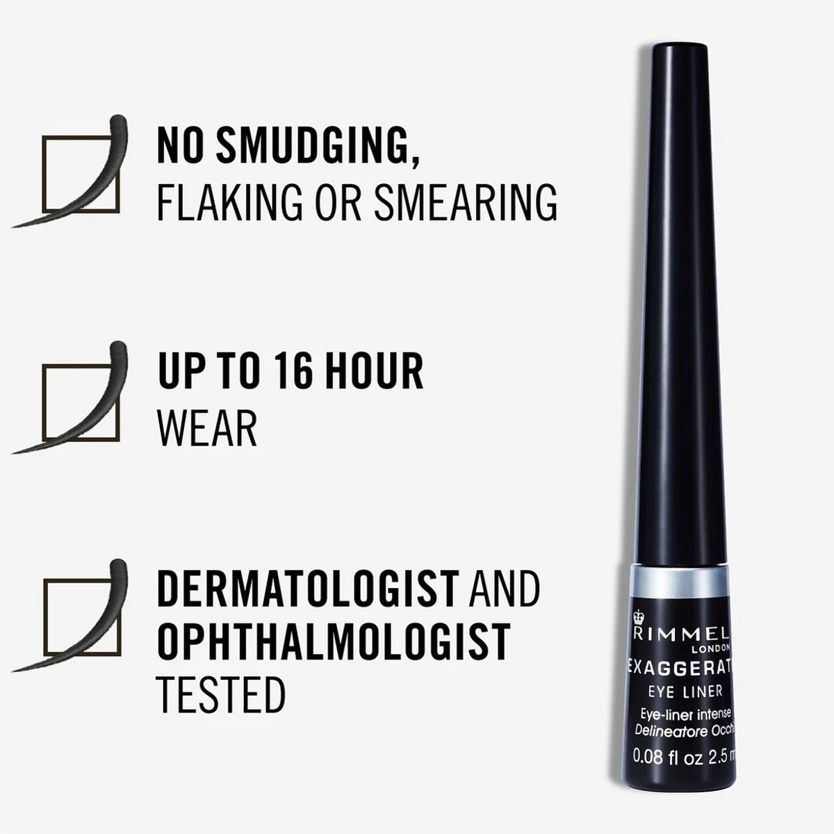 Rimmel London Exaggerate Eyeliner - 01 Black 11 Rimmel London Exaggerate Eyeliner - 01 Black - Afbeelding 11