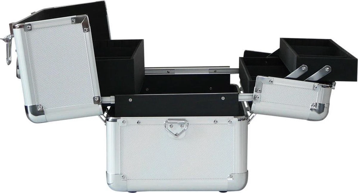 Veronica NAIL-PRODUCTS - Aluminium Koffer - Zilver - 3 Vaks - Draagriem En Afsluitbaar - Beautycase Voor Nagel, Pedicure, Manicure, Visagie, Make-up, Kapper Spullen. 4 Veronica NAIL-PRODUCTS - Aluminium Koffer - Zilver - 3 Vaks - Draagriem En Afsluitbaar - Beautycase Voor Nagel, Pedicure, Manicure, Visagie, Make-up, Kapper Spullen. - Afbeelding 4