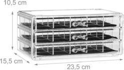 Relaxdays Make-up Organizer Acryl - 3 Lades Met Vakken Acrylbox - Cosmeticabox Opbergdoos - Doorzichtig -Cosmetica Winkel 1200x678 4