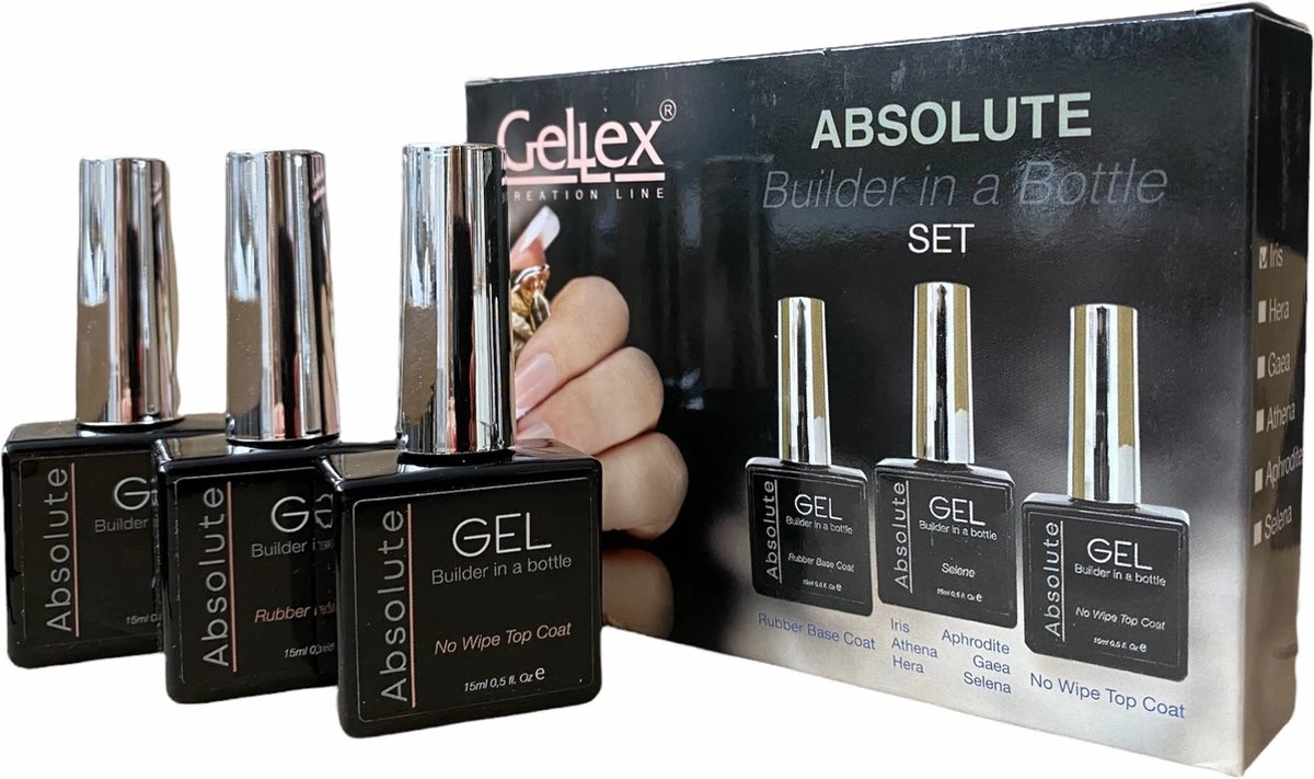 Gellex - SET Absolute Builder Gel In A Bottle "Hera" 15ml - Starterspakket 3x15ml - Gel Nagellakset- Gel Nagels 1 Gellex - SET Absolute Builder Gel In A Bottle "Hera" 15ml - Starterspakket 3x15ml - Gel Nagellakset- Gel Nagels