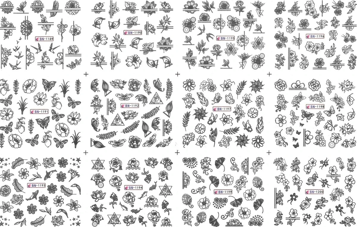 Nagel Stickervel Zwart Met 9 Designs Water Transfer Stickers | Nail Art | Nagelstickers | Sparkolia 1 Nagel Stickervel Zwart Met 9 Designs Water Transfer Stickers | Nail Art | Nagelstickers | Sparkolia