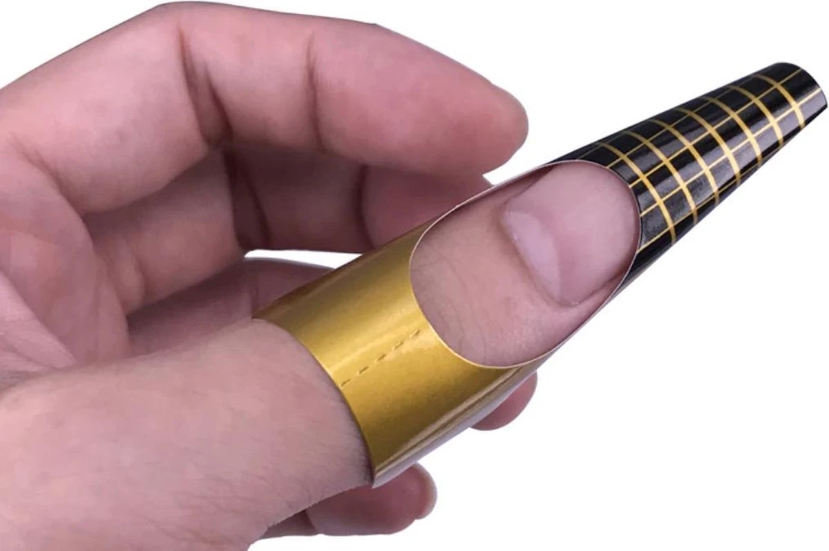 Merkloos Hiden | Nagel Sjablonen - Nail Art - Beauty & Make-up - French Manicure - Goud | 100 Stuks 1 Merkloos Hiden | Nagel Sjablonen - Nail Art - Beauty & Make-up - French Manicure - Goud | 100 Stuks