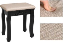 Merkloos Kaptafel, Kaptafel Met Grote Spiegel Zonder Frame, Toilettafel, Kaptafel, Voor Make-up, Gewatteerde Kruk, 5 Laden, Verplaatsbare Opbergdoos, Zwart RDT25BK -Cosmetica Winkel 1200x805 4