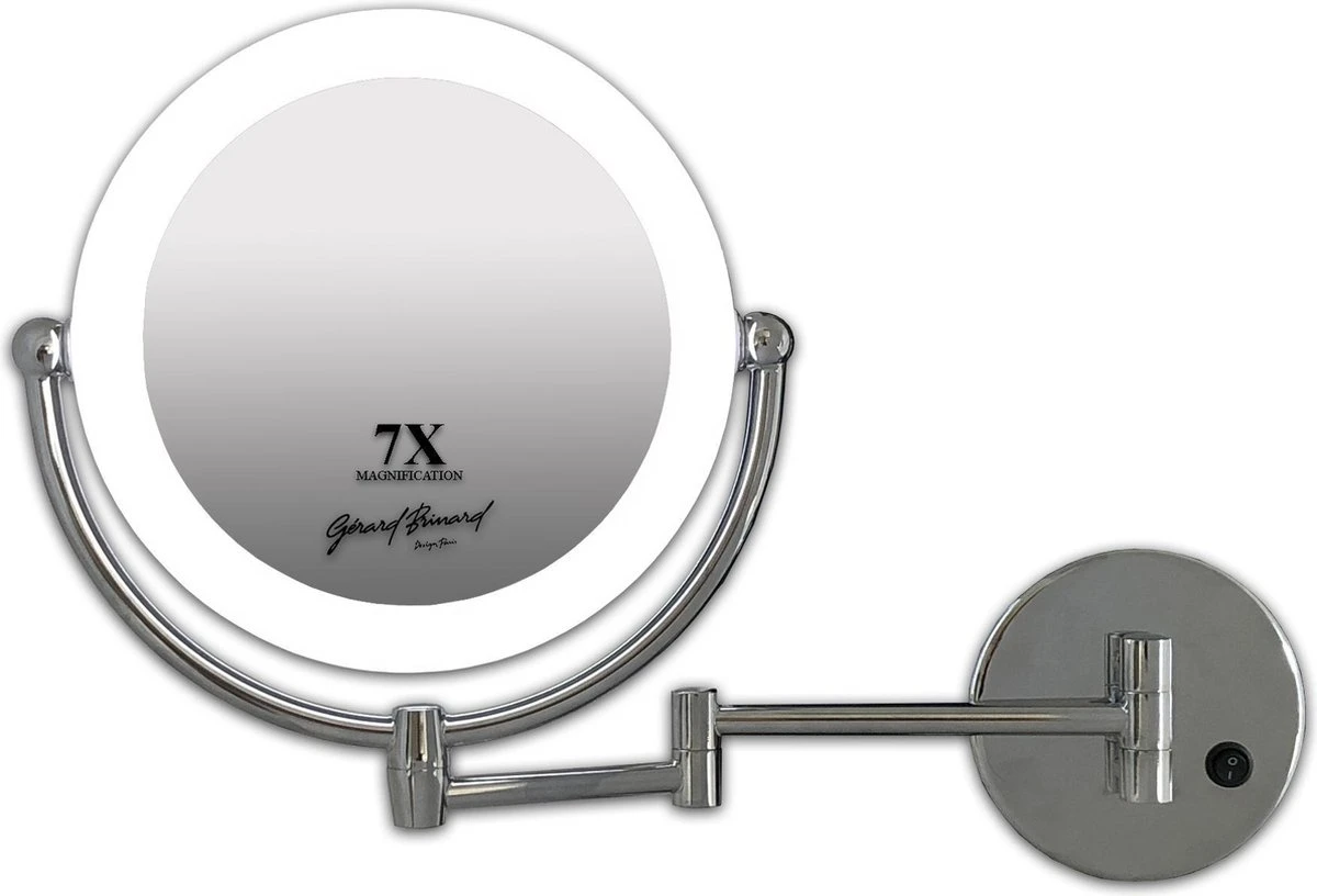 Metalen Verlichte Wand Knik Arm Badkamer LED Spiegel Chroom, Dubbelzijdig Verlicht, 7x Vergroting 22cm Doorsnee, Inculsief 4x AA Batterijen En Stroomkabel(USB) 2 Metalen Verlichte Wand Knik Arm Badkamer LED Spiegel Chroom, Dubbelzijdig Verlicht, 7x Vergroting 22cm Doorsnee, Inculsief 4x AA Batterijen En Stroomkabel(USB) - Afbeelding 2