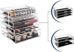 SONGMICS Make-up Organiser, 2-delige Opbergdozen Voor Sieraden En Cosmetica, Stapelbaar, Met 5 Laden, Transparant Polystyreen JMU32TP 8 SONGMICS Make-up Organiser, 2-delige Opbergdozen Voor Sieraden En Cosmetica, Stapelbaar, Met 5 Laden, Transparant Polystyreen JMU32TP -Cosmetica Winkel 1200x846