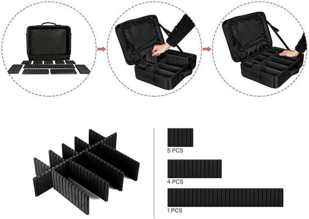 Cosmetica Koffer - Make-up Koffer Met Verstelbare Vakken - Visagie En Nagelstyliste Beauty Koffer - 35x25x11CM 2 Cosmetica Koffer - Make-up Koffer Met Verstelbare Vakken - Visagie En Nagelstyliste Beauty Koffer - 35x25x11CM - Afbeelding 2