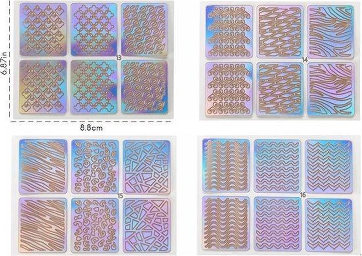 GUAPÀ - Nail Art Nagel Sjabloon Stickers 42 Vellen - Zelfklevende Nagelstickers & Nageldecoratie 3D Goud En Zilver 9 GUAPÀ - Nail Art Nagel Sjabloon Stickers 42 Vellen - Zelfklevende Nagelstickers & Nageldecoratie 3D Goud En Zilver - Afbeelding 9