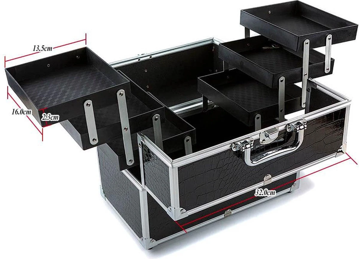 Confibel Make Up Koffer - Uitklapbaar - 5 Opbergbakken - Met Slot 13 Confibel Make Up Koffer - Uitklapbaar - 5 Opbergbakken - Met Slot - Afbeelding 13