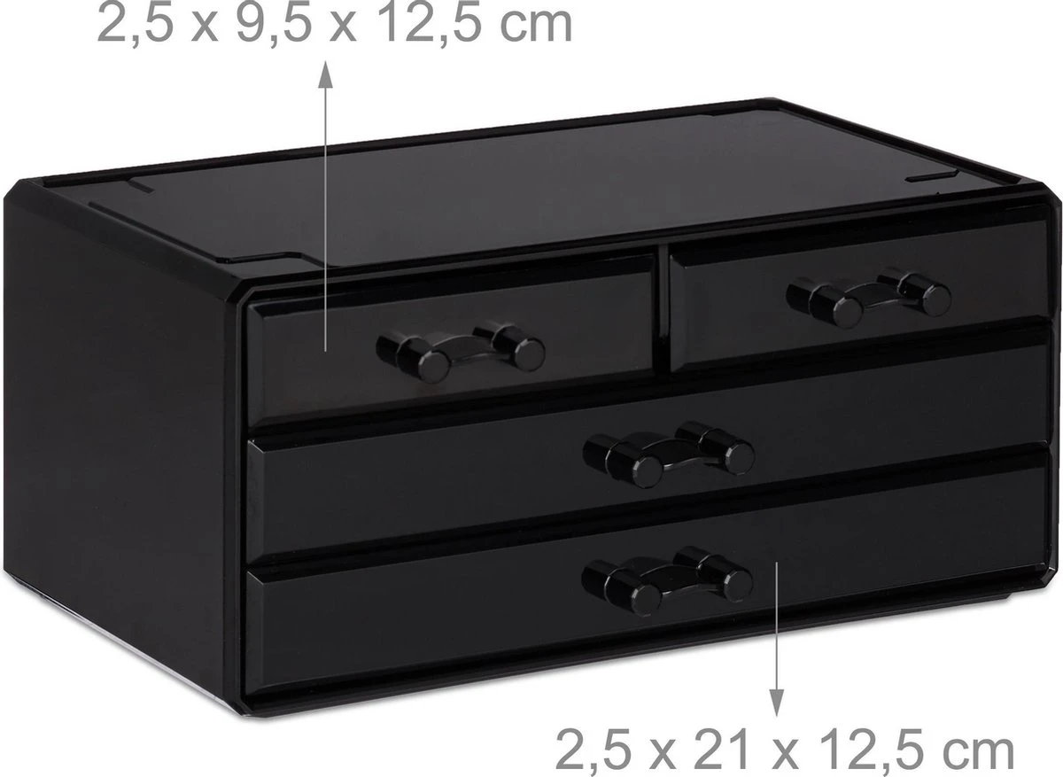 Relaxdays Make-up Organizer - Tweedelig - Cosmetica Opbergdoos + Lippenstift Houder - Zwart 12 Relaxdays Make-up Organizer - Tweedelig - Cosmetica Opbergdoos + Lippenstift Houder - Zwart - Afbeelding 12