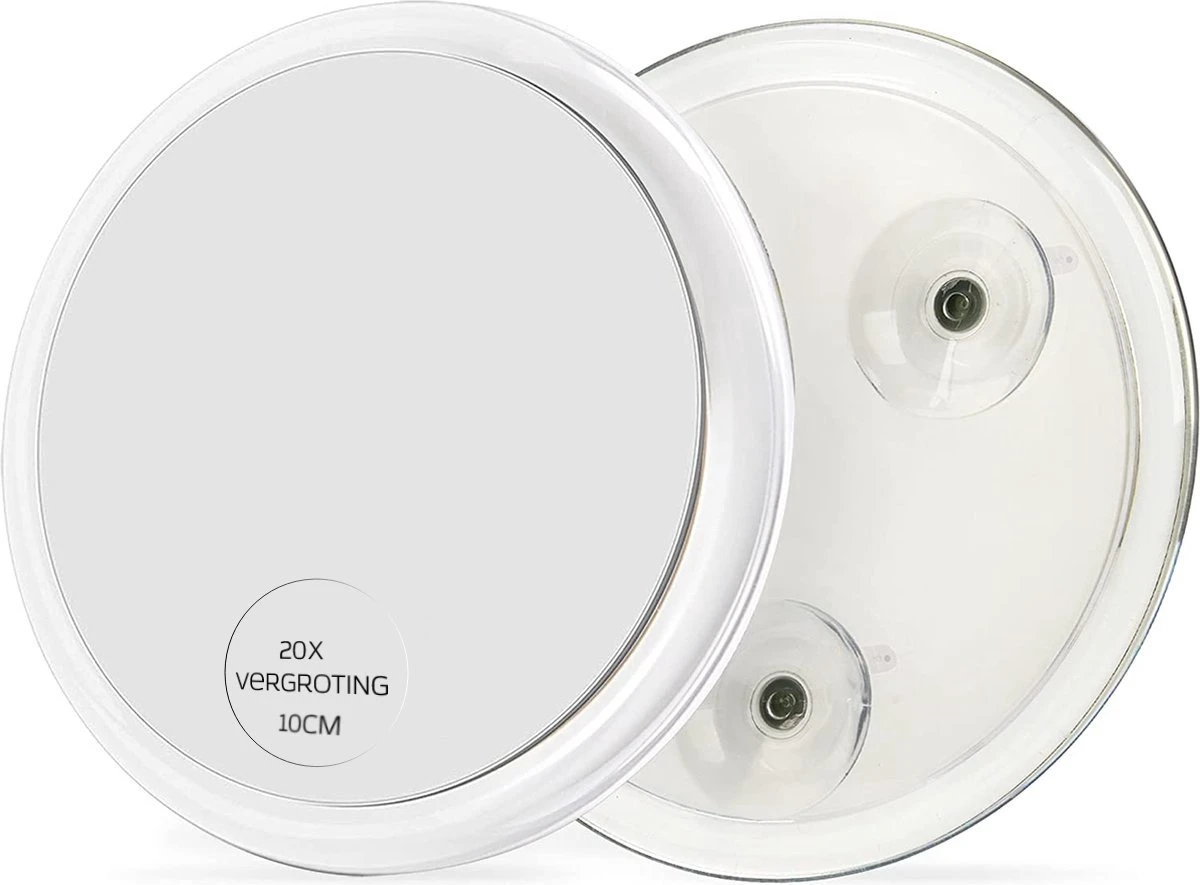 20x Vergrotende Spiegel | Met Zuignappen| Make- Up Spiegel | Close- Up Spiegel | Supervergroting | 12.5cm Diameter | Transparant 1 20x Vergrotende Spiegel | Met Zuignappen| Make- Up Spiegel | Close- Up Spiegel | Supervergroting | 12.5cm Diameter | Transparant