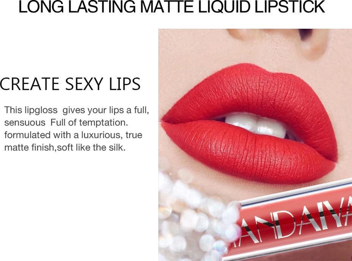 HANDAIYAN® | Liquid Lipsticks | Set Van 6 | Matte Lippenstift | Vloeibare Lippenstift | Waterproof | Make Up Set | Geschenkset | Giftset | Lipstick | Lippenstift | Lipgloss | Lip Gloss 6 HANDAIYAN® | Liquid Lipsticks | Set Van 6 | Matte Lippenstift | Vloeibare Lippenstift | Waterproof | Make Up Set | Geschenkset | Giftset | Lipstick | Lippenstift | Lipgloss | Lip Gloss - Afbeelding 6