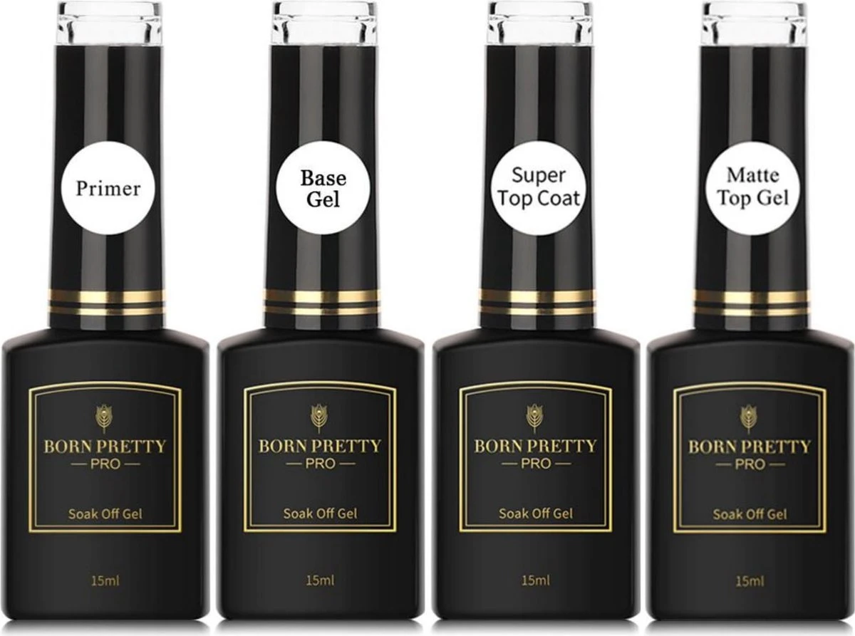 Born Pretty - 4 X 15 Ml - Gellak Starterspakket - Gellak Set - Gelpolish - Gellak Base En Topcoat - Primer - Primer Nagels - Primer Gelnagellak - Primer Gellak - Basecoat - Topcoat - Gellak Nagellak - Matte Nagellak - Matte Topcoat Gellak - Base Coat 1 Born Pretty - 4 X 15 Ml - Gellak Starterspakket - Gellak Set - Gelpolish - Gellak Base En Topcoat - Primer - Primer Nagels - Primer Gelnagellak - Primer Gellak - Basecoat - Topcoat - Gellak Nagellak - Matte Nagellak - Matte Topcoat Gellak - Base Coat