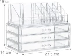 Relaxdays Make-up Organizer Klein - Stapelbaar - Sieradendoosje - Cosmetica - Opbergbox - Doorzichtig -Cosmetica Winkel 1200x939 3