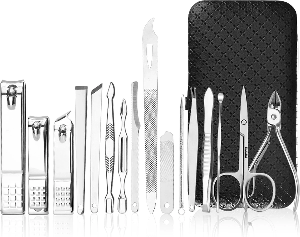Medies - Luxe Manicureset 16 Delig Met Lederen Luxe Etui | Pedicure Set | Manicure Etui | Manicure Sets | Pedicure Sets | Nagelverzorging | Nagelknippers | Comedonlepels | Nagelvijl | Nagelriemknipper | Teennageltang | Nagelschaar | RVS 1 Medies - Luxe Manicureset 16 Delig Met Lederen Luxe Etui | Pedicure Set | Manicure Etui | Manicure Sets | Pedicure Sets | Nagelverzorging | Nagelknippers | Comedonlepels | Nagelvijl | Nagelriemknipper | Teennageltang | Nagelschaar | RVS