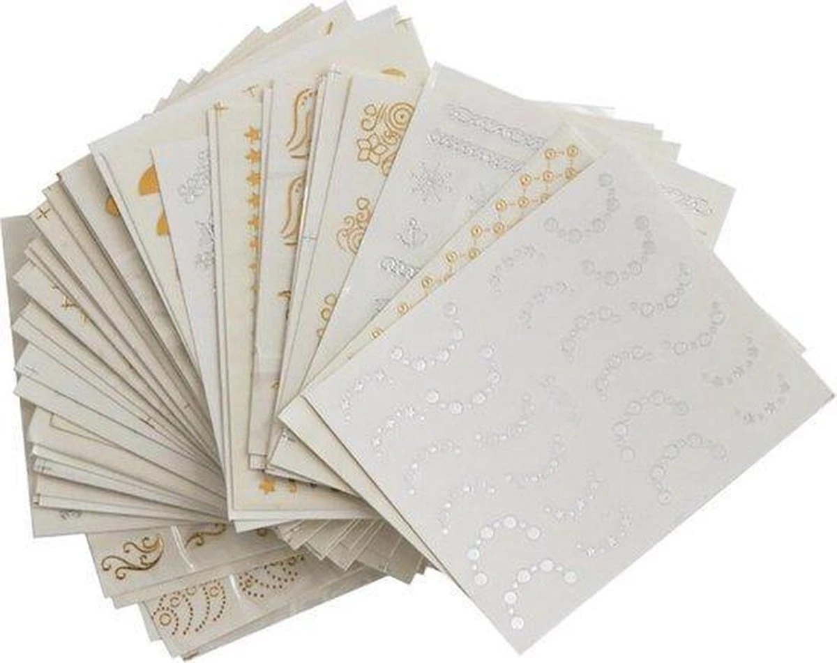 GUAPÀ - Nail Art Nagel Sjabloon Stickers 42 Vellen - Zelfklevende Nagelstickers & Nageldecoratie 3D Goud En Zilver 8 GUAPÀ - Nail Art Nagel Sjabloon Stickers 42 Vellen - Zelfklevende Nagelstickers & Nageldecoratie 3D Goud En Zilver - Afbeelding 8