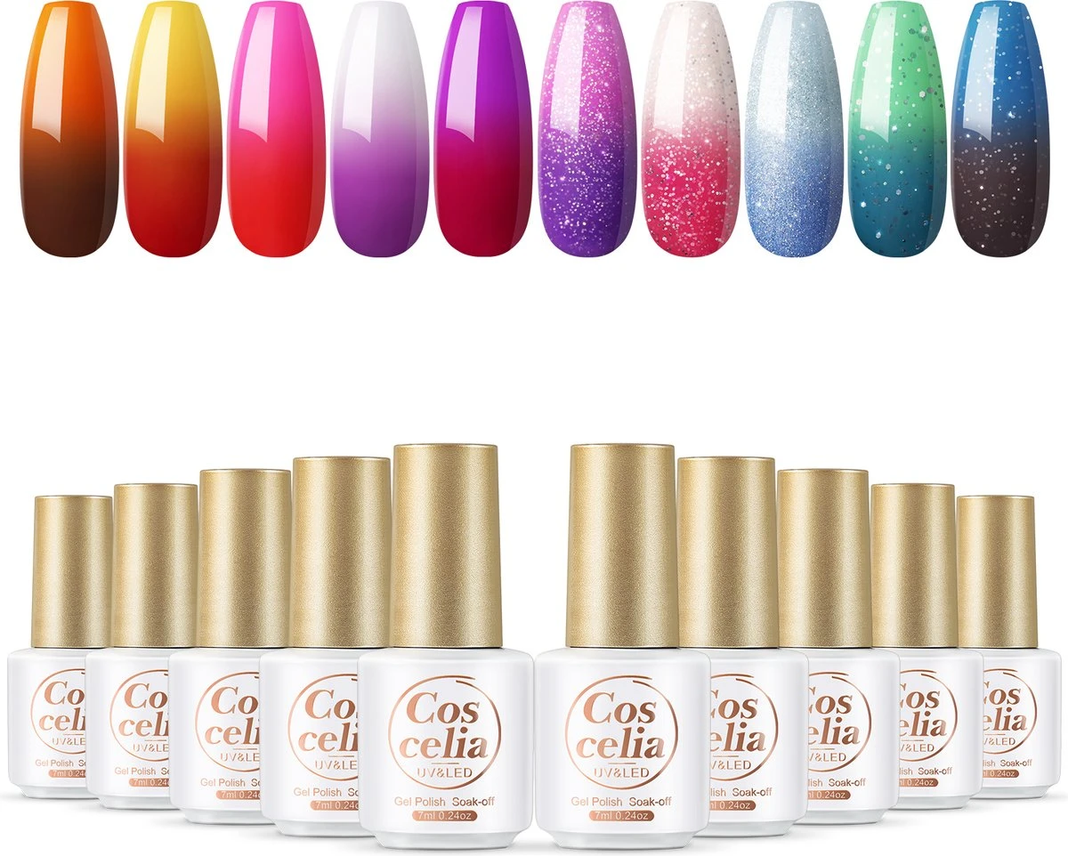 10 Temperatuur Veranderende Kleuren Gellak - Gel Nagellak - Gellakset - Nagelset - Temperature Change Nail Polish - Manicureset - 10 Kleuren Gel Polish - Gelnagels - Nagellak - Gelnagel Kit 1 10 Temperatuur Veranderende Kleuren Gellak - Gel Nagellak - Gellakset - Nagelset - Temperature Change Nail Polish - Manicureset - 10 Kleuren Gel Polish - Gelnagels - Nagellak - Gelnagel Kit