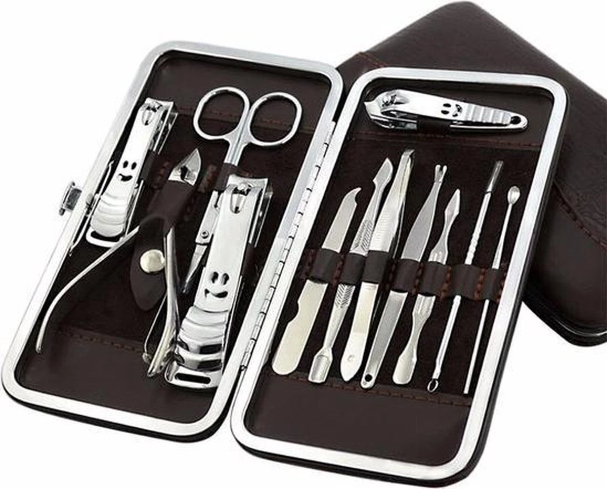 Merkloos Manicure & Pedicure Set - Uitgebreide 12-Delige RVS Nagel Gezicht Verzorging Set - Reisset Met Nagelknippers - Nageletui Manicureset Pedicureset Nagel Verzorging Nagelriem Trimmer Bokkenpoot & Nagelschaar - Met Lederen Etui 1 Merkloos Manicure & Pedicure Set - Uitgebreide 12-Delige RVS Nagel Gezicht Verzorging Set - Reisset Met Nagelknippers - Nageletui Manicureset Pedicureset Nagel Verzorging Nagelriem Trimmer Bokkenpoot & Nagelschaar - Met Lederen Etui