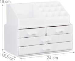 A&K 2in1 Make-up Organizer - 4 Lades Cosmetica Opbergdoos - Kaptafel - Wit -Cosmetica Winkel 1200x975 1
