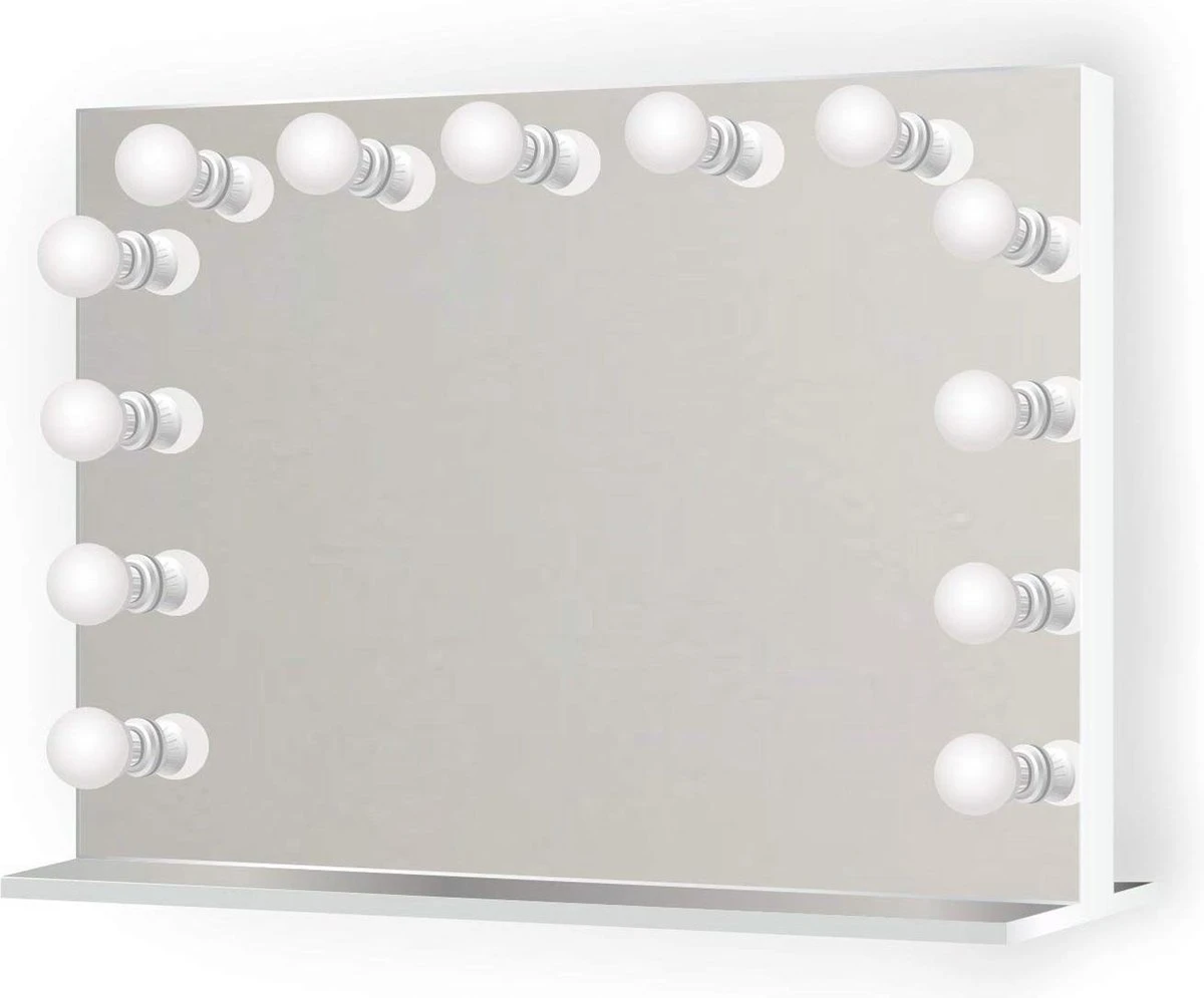 Bright Beauty Vanity Hollywood Make Up Spiegel Met Verlichting - 80 X 65 Cm - Dimbaar - Zonder Rand - Spiegelglas 3 Bright Beauty Vanity Hollywood Make Up Spiegel Met Verlichting - 80 X 65 Cm - Dimbaar - Zonder Rand - Spiegelglas - Afbeelding 3