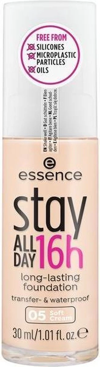 Essence Stay ALL DAY 16h Long-lasting Foundation 30 Ml Pompflacon Crème 05 Soft Cream 1 Essence Stay ALL DAY 16h Long-lasting Foundation 30 Ml Pompflacon Crème 05 Soft Cream
