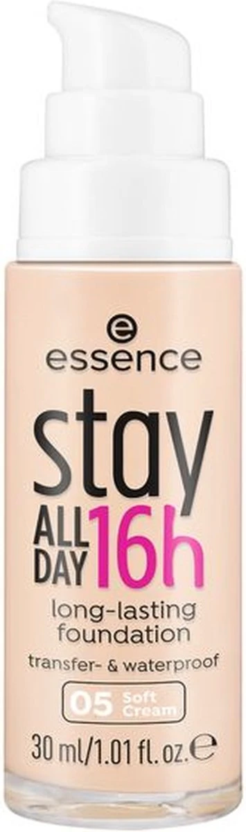 Essence Stay ALL DAY 16h Long-lasting Foundation 30 Ml Pompflacon Crème 05 Soft Cream 2 Essence Stay ALL DAY 16h Long-lasting Foundation 30 Ml Pompflacon Crème 05 Soft Cream - Afbeelding 2
