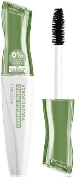 Deborah Milano Formula Pura Volume & Forza Mascara - Volume Mascara Voor De Gevoelige Ogen - 96% Natuurlijke Ingrediënten - Beschermend En Voedend - Zwart - 12 Ml -Cosmetica Winkel 515x1200 1