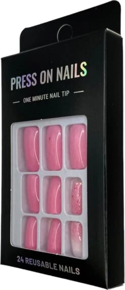 Merkloos Press On Nails - Nep Nagels - Roze Glitter - Squared Oval - Manicure - Plak Nagels - Kunstnagels Nailart – Zelfklevend -Cosmetica Winkel 520x1200 7