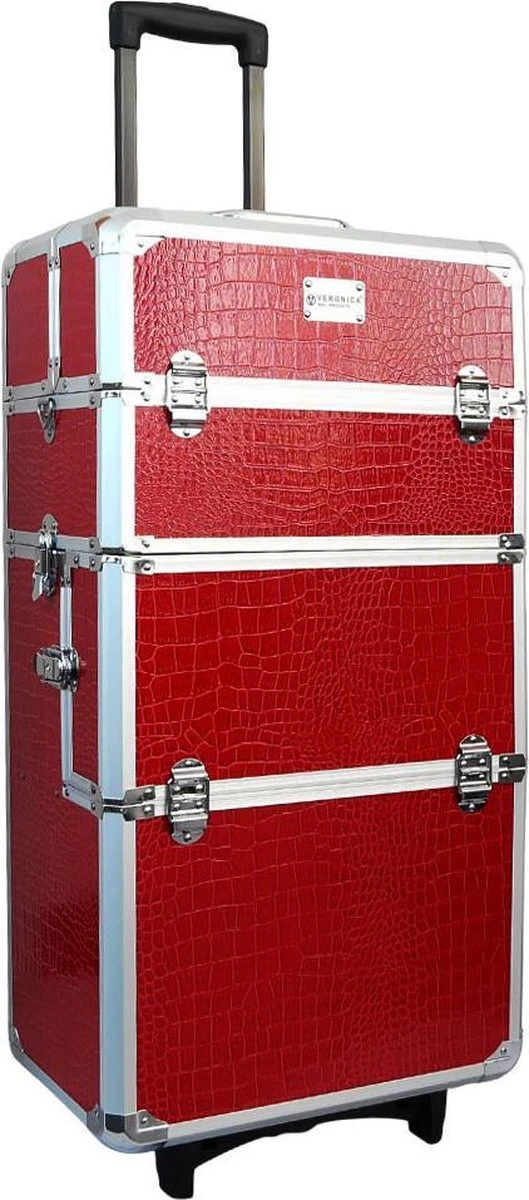 Veronica NAIL-PRODUCTS Aluminium Nagel Trolley 3 In 1 CROCO ROOD, Pedicure, Manicure. Ook Als Sinterklaas Trolley, Trolly, Koffer! 3 Veronica NAIL-PRODUCTS Aluminium Nagel Trolley 3 In 1 CROCO ROOD, Pedicure, Manicure. Ook Als Sinterklaas Trolley, Trolly, Koffer! - Afbeelding 3
