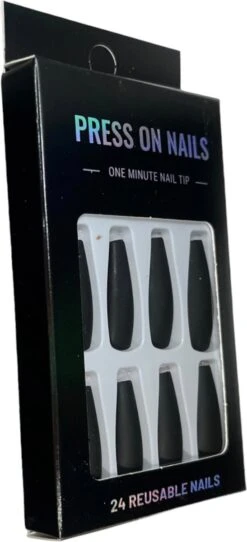 Merkloos Press On Nails - Nep Nagels – Zwart - Matte - Coffin - Manicure - Plak Nagels - Kunstnagels Nailart – Zelfklevend -Cosmetica Winkel 547x1200 7