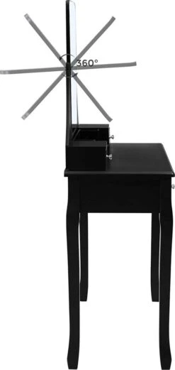 Merkloos Kaptafel, Kaptafel Met Grote Spiegel Zonder Frame, Toilettafel, Kaptafel, Voor Make-up, Gewatteerde Kruk, 5 Laden, Verplaatsbare Opbergdoos, Zwart RDT25BK -Cosmetica Winkel 569x1200 5