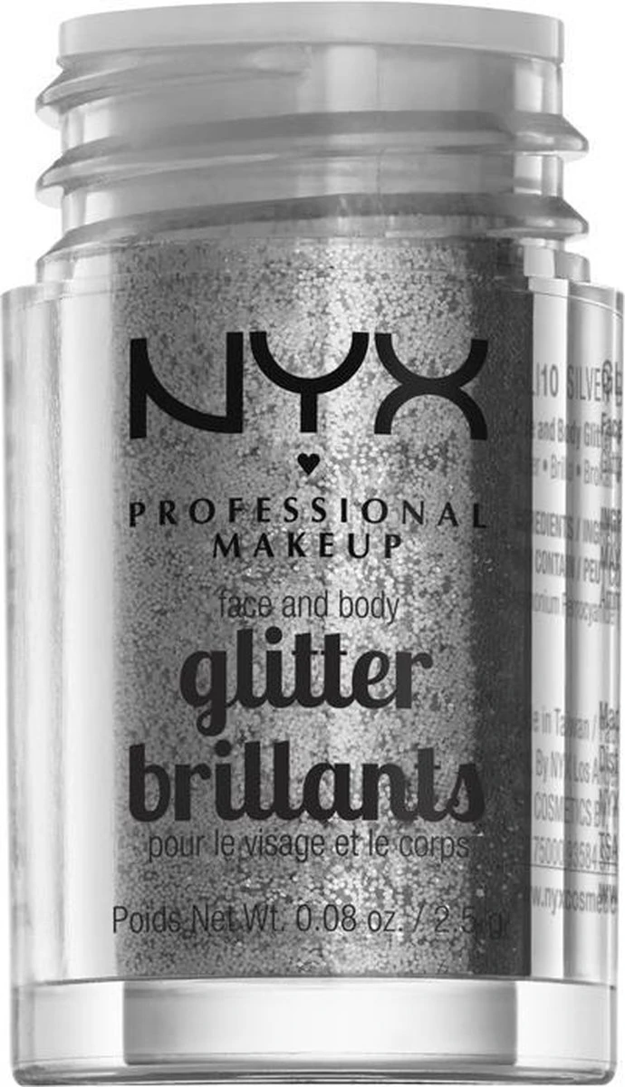 NYX PROFESSIONAL MAKEUP FACE & BODY GLITTER - SILVER 2 NYX PROFESSIONAL MAKEUP FACE & BODY GLITTER - SILVER - Afbeelding 2