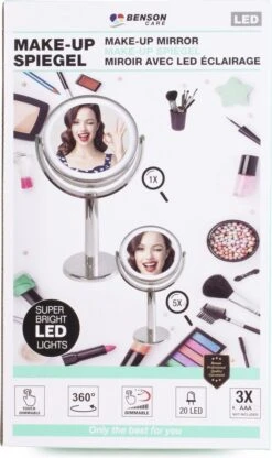 Benson Make Up Spiegel - LED Touch - Dimbaar - 2-Zijdig- Chroom -Cosmetica Winkel 713x1200 4