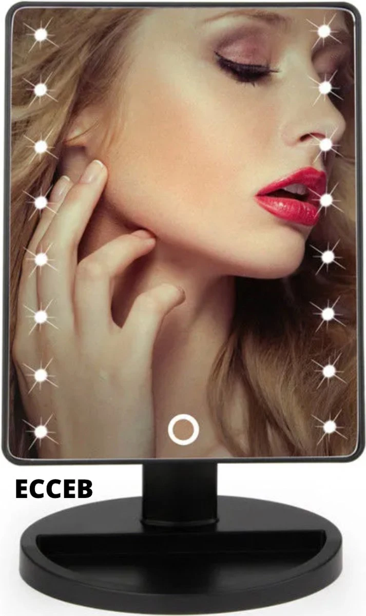 Make-Up Spiegel - LED Verlichting - Zwart - Cosmetica Spiegel - Scheerspiegel 1 Make-Up Spiegel - LED Verlichting - Zwart - Cosmetica Spiegel - Scheerspiegel