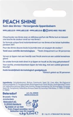 Labello Fruity Shine Peach Lippenbalsem - 5.5ml 7 Labello Fruity Shine Peach Lippenbalsem - 5.5ml -Cosmetica Winkel 747x1200 1
