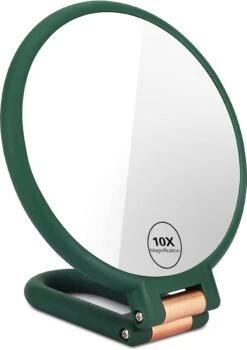 FOGARI Handspiegel Met 1 X 10 X Vergroting, Dubbelzijdige Make-upspiegel, Draagbare Kleine Spiegel, Inklapbare Verstelbare Spiegel Met Handvat, Ronde Reisspiegel, Make-upspiegel, Tafelspiegel, 360 Graden Draaibaar