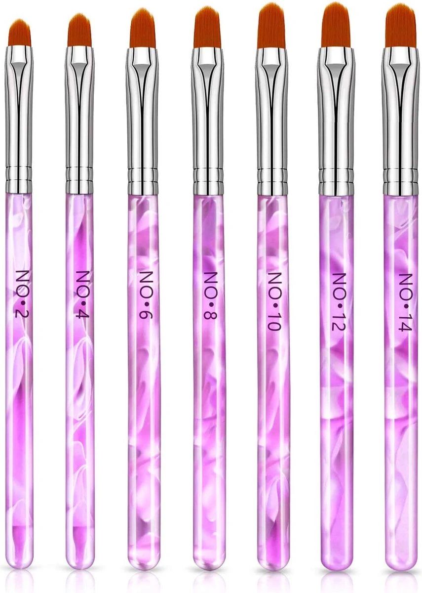 Merkloos 7 Roze Penselen Voor Gel/ Polygel En Glitter - Nagel Kwasten - Nail Brush 1 Merkloos 7 Roze Penselen Voor Gel/ Polygel En Glitter - Nagel Kwasten - Nail Brush