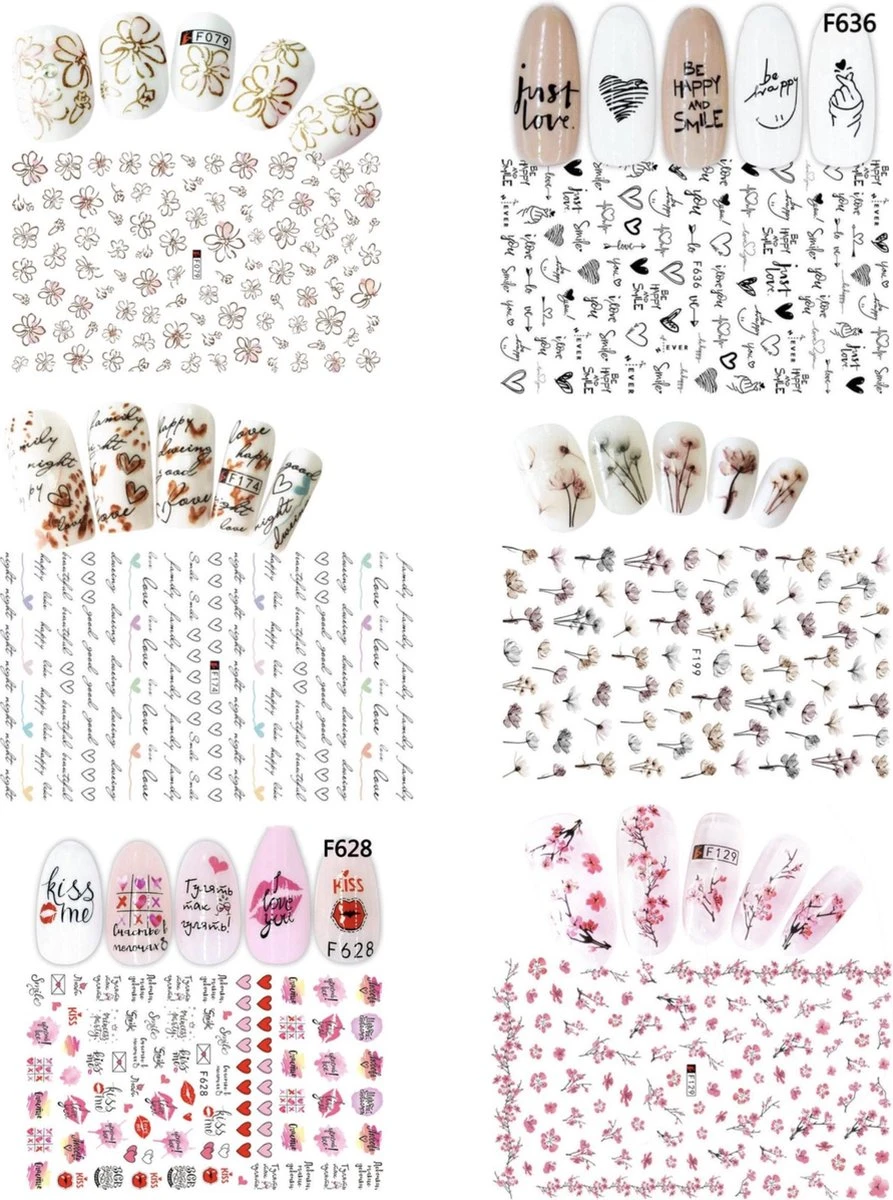 GUAPÀ - Nail Art 3D Nagel Stickers Set - Nagel Decoratie & Versiering Folie - 6 Sticker Vellen 1 GUAPÀ - Nail Art 3D Nagel Stickers Set - Nagel Decoratie & Versiering Folie - 6 Sticker Vellen