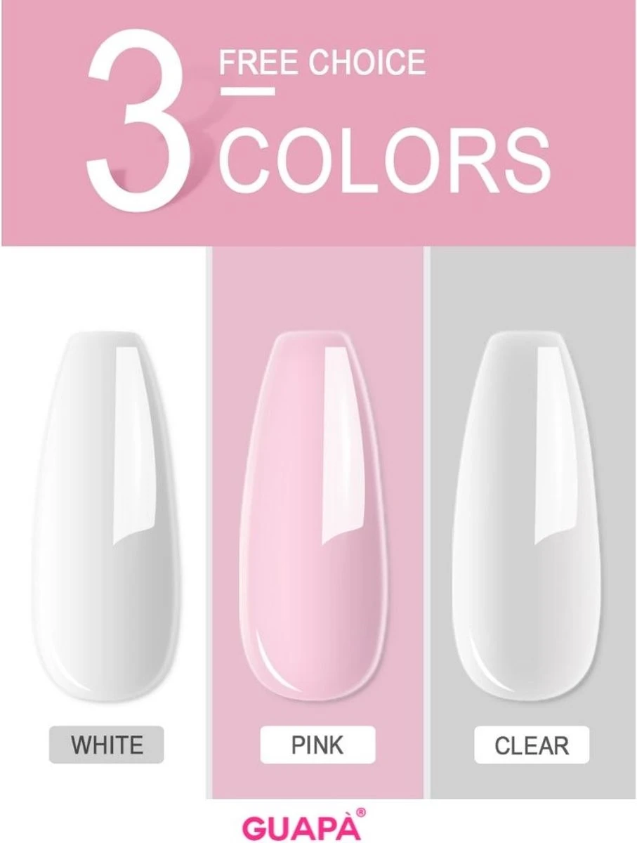 GUAPÀ® Acryl Starterspakket Pink Clear White | Acryl Poeder | Acrylic Liquid | Acryl Penselen | Dappendish | Acryl Nagels | Professionele Kwaliteit | Nepnagels 3 GUAPÀ® Acryl Starterspakket Pink Clear White | Acryl Poeder | Acrylic Liquid | Acryl Penselen | Dappendish | Acryl Nagels | Professionele Kwaliteit | Nepnagels - Afbeelding 3