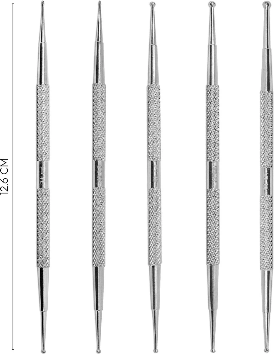 YUBBI™ 5 Delige Nail Art Dotting Tool Set - Nagellak Acryl Penselen - Dubbelzijdig - RVS - 10 Maten 2 YUBBI™ 5 Delige Nail Art Dotting Tool Set - Nagellak Acryl Penselen - Dubbelzijdig - RVS - 10 Maten - Afbeelding 2