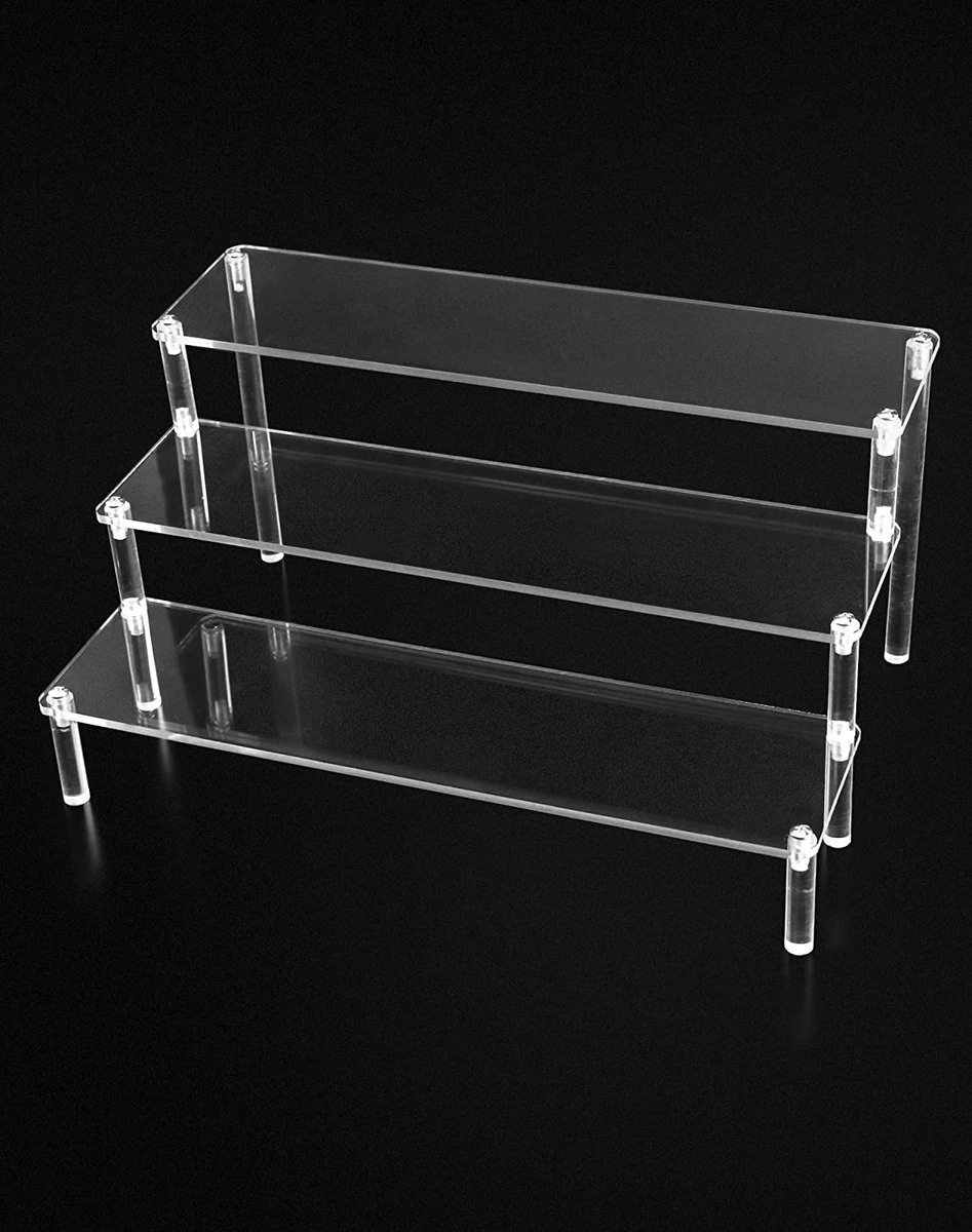 QWORK 3-laags Acryl Displaystandaard, Transparant Acryl Display Riser Plank Voor Figuren, Sieraden, Cupcake, Lippenstift, Nagellak, Kruiden, 30x21x15cm 7 QWORK 3-laags Acryl Displaystandaard, Transparant Acryl Display Riser Plank Voor Figuren, Sieraden, Cupcake, Lippenstift, Nagellak, Kruiden, 30x21x15cm - Afbeelding 7