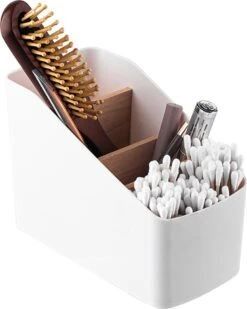 Altom Design Badkamer Orginazer 4-vaks - Gemaakt Van Ecologisch Bamboe - 9 X 18 X 13 Cm - Wit Bruin - Natura Line - Bamboo - Make-up Opbergbox -Cosmetica Winkel 958x1200 5