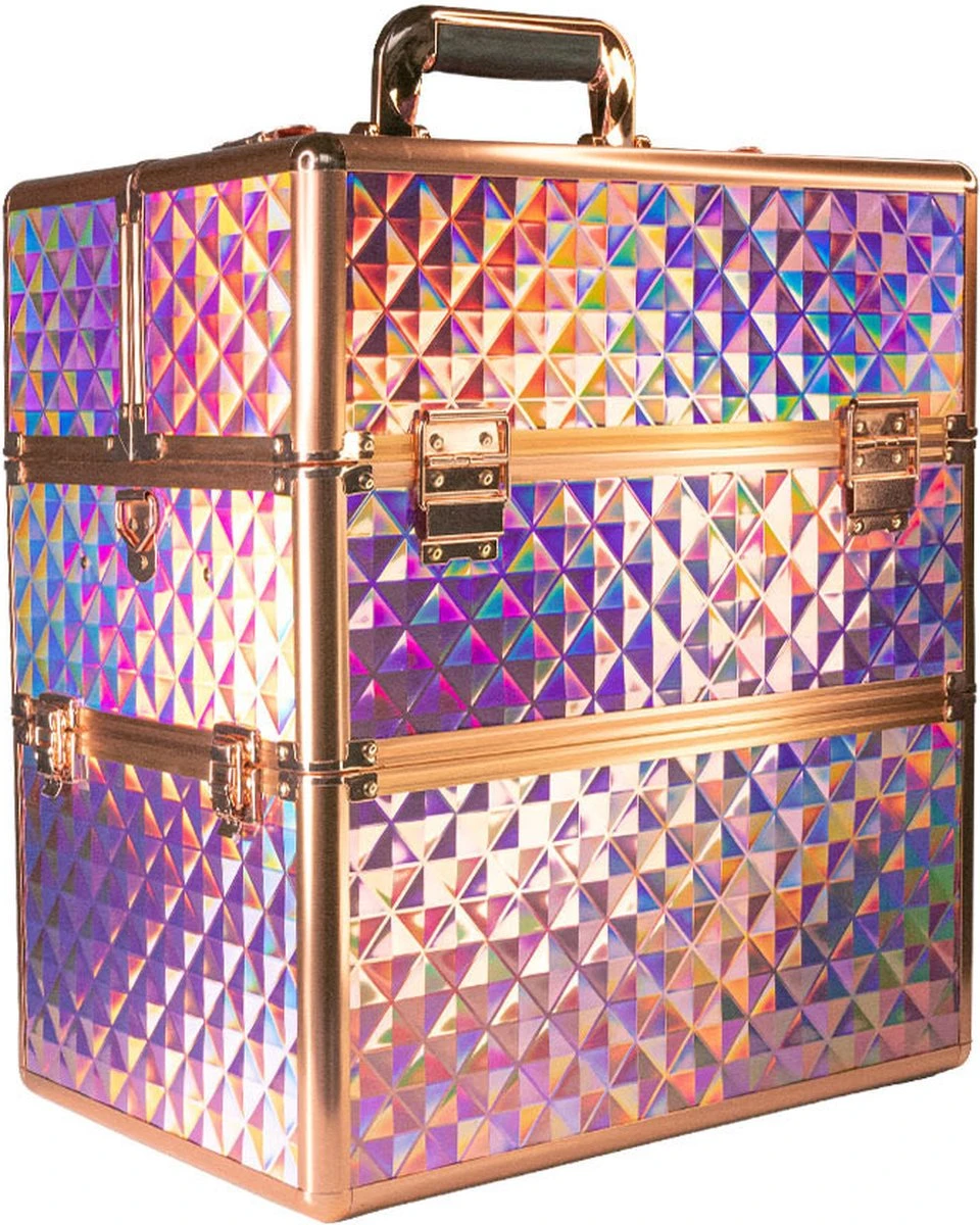 Koffer Groot Holo/Golden Rose XXL Met Opbergvakken 1 Koffer Groot Holo/Golden Rose XXL Met Opbergvakken