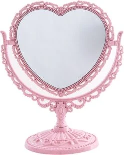 Merkloos Makeup Spiegel - Dubbelzijdig - Luxe - Draagbaar - Reis Make-up Spiegel - Roze