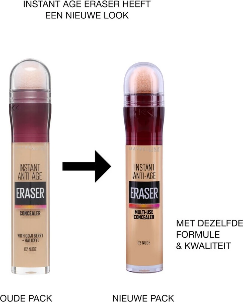 Maybelline Eraser Eye Concealer - Nude - 3 Stuks Voordeelverpakking 2 Maybelline Eraser Eye Concealer - Nude - 3 Stuks Voordeelverpakking - Afbeelding 2