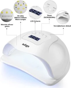 Adge - 54W LED Nageldroger Voor Gelnagels - Geschikt Voor ALLE Nagel Gellak - 36 LEDs - Met Timer -Cosmetica Winkel 972x1200 5