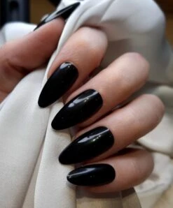 SD Press On Nails - B-Series - Plaknagels - Nagelset 20 Nagels - B49 - Zwart - Gellak - Nagellak - Lang Stiletto Nageltips - Nepnagels Met Lijm - Kunstnagels - Nail Art - Handmade - Valse Nagels - Nagelvijl - Accessoires - Lange Nagels - Zwarte Nagel