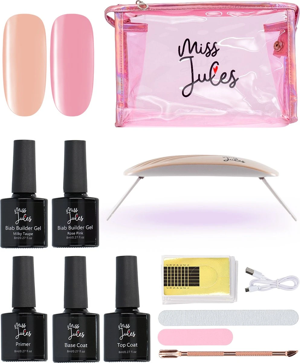 Miss Jules® BIAB Starter Pakket – Builder In A Bottle – BIAB Nagel Builder Gel – BIAB Nagellak Starterset - Inclusief UV/LED Lamp & Instructievideo (NL) 1 Miss Jules® BIAB Starter Pakket – Builder In A Bottle – BIAB Nagel Builder Gel – BIAB Nagellak Starterset - Inclusief UV/LED Lamp & Instructievideo (NL)