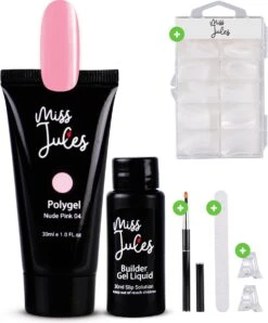 Miss Jules® Polygel Kit - 30 Ml Nude Pink - Polygel Nagels Starterspakket – Polygel Set Incl. Instructievideo (NL) – Polygel Starters Kit